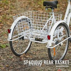 Secondhand 20 Adult Tricycle Folding Trike w Carbon Steel Frame&Basket, White