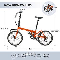 Secondhand Folding Bike for Adult 20'' Folding Bicycle Carbon Steel Frame