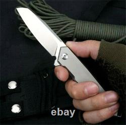 Sheepsfoot Pocket Folding Knife Hunting Survival Wild D2 Steel Titanium Handle S