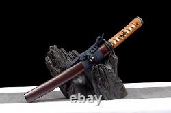 Small Musashi Wood Saya Tanto Folded Carbon Steel Japan Sword Mini Katana Q8412