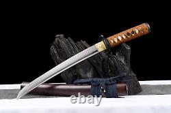 Small Musashi Wood Saya Tanto Folded Carbon Steel Japan Sword Mini Katana Q8412