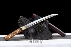 Small Musashi Wood Saya Tanto Folded Carbon Steel Japan Sword Mini Katana Q8412