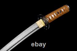 Small Musashi Wood Saya Tanto Folded Carbon Steel Japan Sword Mini Katana Q8412