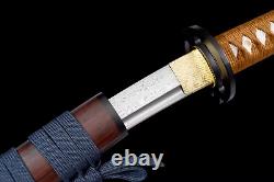 Small Musashi Wood Saya Tanto Folded Carbon Steel Japan Sword Mini Katana Q8412