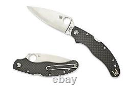 Spyderco Caly 3.5 C144CFPE Folding Knife, 3.5 Plain Edge Blade, Black Carbon Fi