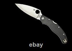 Spyderco Caly 3.5 C144CFPE Folding Knife, 3.5 Plain Edge Blade, Black Carbon Fi
