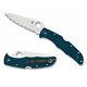 Spyderco Endura 4, Lightweight Blue, K390 Serrated Edge Folding Knife