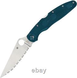 Spyderco Police 4 Folding Knife 4.38 K390 Tool Steel Blade Blue FRN Handle