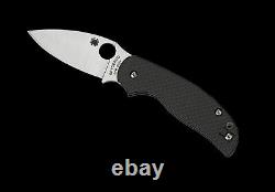 Spyderco Sage 5 C123CFPCL Folding Knife, 3 Plain Edge Blade, Black Carbon Fiber