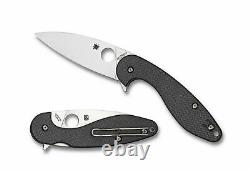 Spyderco Sliverax C228CFP Folding Knife, 3.375 Plain Edge Blade, Black Carbon F