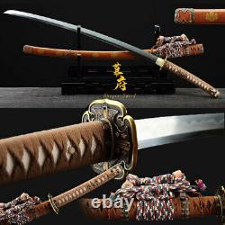 TOP Clay Tempered Folded Steel Japanese Katana Sword Tachi Sharp Blade Full Tang