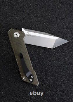 Tanto Folding Knife Pocket Hunting Survival Combat Outdoor D2 Steel Flax Handle