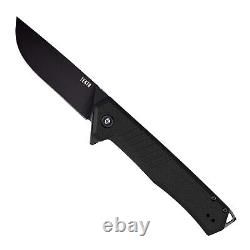 Tekto F1 Alpha Folding Knife Black G10 Carbon Fiber Handle D2 Plain Black Blade