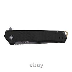 Tekto F1 Alpha Folding Knife Black G10 Carbon Fiber Handle D2 Plain Black Blade
