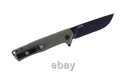Tekto F1 Alpha Folding Knife Green G10/Carbon Fiber Handle D2 Plain Black Blade