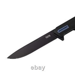 Tekto F2 Bravo Folding Knife Black G10 Handle withBlue Accents D2 Plain Black