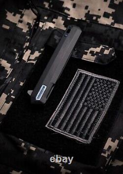 Tekto F2 Bravo Folding Knife Black G10 Handle withBlue Accents D2 Plain Black