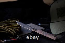 Tekto F2 Bravo Folding Knife Red Forged CF Handle withBlack Accents D2 Plain Black