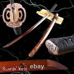 Top quality japanese electroplating red folded carbon steel katana sharp sword