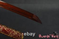 Top quality japanese electroplating red folded carbon steel katana sharp sword