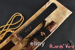 Top quality japanese electroplating red folded carbon steel katana sharp sword