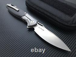 TwoSun Flipper Folding Knife S90V Steel Blade Carbon Fiber + Titanium Handle