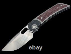 TwoSun TS142-M390 Folding Knife Brown Micarta/Carbon Fiber Handle M390 Integral