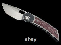 TwoSun TS142-M390 Folding Knife Brown Micarta/Carbon Fiber Handle M390 Integral