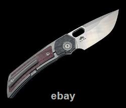 TwoSun TS142-M390 Folding Knife Brown Micarta/Carbon Fiber Handle M390 Integral