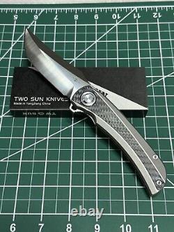 Twosun Folding Knife Titanium/carbon Fiber Handle M390 Edge Ts191-m390-cf Nib