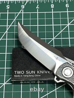 Twosun Folding Knife Titanium/carbon Fiber Handle M390 Edge Ts191-m390-cf Nib