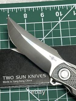 Twosun Folding Knife Titanium/carbon Fiber Handle M390 Edge Ts191-m390-cf Nib