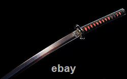 Unique Red&Blue Damascus Folded T1095 Steel Katana Japanese Samurai Sharp Sword