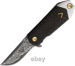 V NIVES KillaBite Framelock Carbon Fiber Folding Damascus Pocket Knife 03071