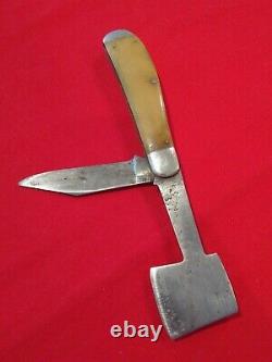 VINTAGE 1911-14 OLCUT UNION OLEAN NY USA KABAR HATCHET Folding POCKET KNIFE