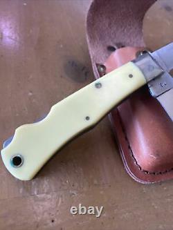 VINTAGE/RARE Camillus 716 Yello Jaket Double Lock Trapper Folding Knife WithSheath