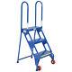 Vestil Folding 3 Step Ladder Withwheels Cap 350 Lb Material Carbon Steel