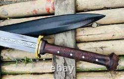 Viking Sword Hand Forged Double Edged Folded Carbon Steel-Shaped Blade-24 inches