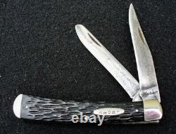 Vintage 1950-'70 KABAR USA Old TRAPPER Folding Pocket Knife Rare ROUGH BLACK