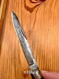 Vintage Antique Sheehan Sheffield Folding Dirk Pocket Knife-1800s PEARL BOLSTERS