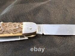 Vintage Mikov Czecho Slovakia Carbon Steel Folding Knife with Saw Blade Good