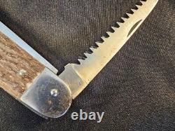 Vintage Mikov Czecho Slovakia Carbon Steel Folding Knife with Saw Blade Good