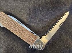 Vintage Mikov Czecho Slovakia Carbon Steel Folding Knife with Saw Blade Good