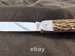 Vintage Mikov Czecho Slovakia Carbon Steel Folding Knife with Saw Blade Good