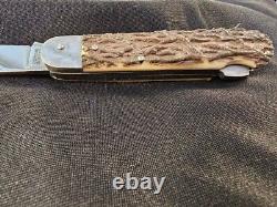 Vintage Mikov Czecho Slovakia Carbon Steel Folding Knife with Saw Blade Good