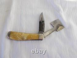 Vintage OLCUT Union Olean NY USA KABAR Hatchet Folding Pocket Knife Nice