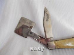 Vintage OLCUT Union Olean NY USA KABAR Hatchet Folding Pocket Knife Nice