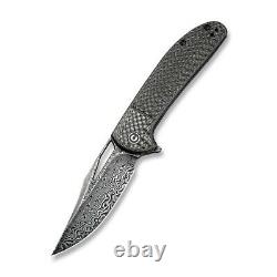 WE / Civivi Ortis Folding Knife 3.25 Damascus Steel Blade Carbon Fiber Handle