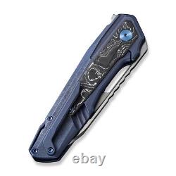 WE Falcaria Folding Knife Blue/Blk/White Ti Alum Foil CF Handle 20CV WE23012B-3