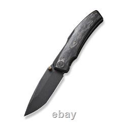 WE Swordfin Folding Knife Black Shredded CF Handle 20CV Tanto Plain WE23067-2